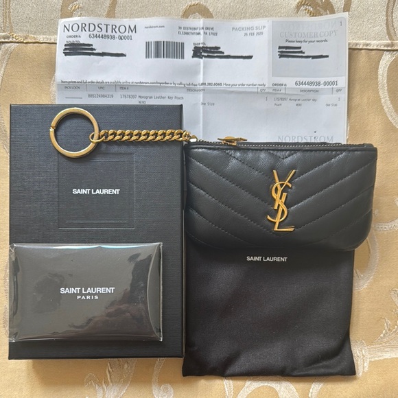 YSL Monogram Leather Key Pouch Nero - Picture 1 of 6